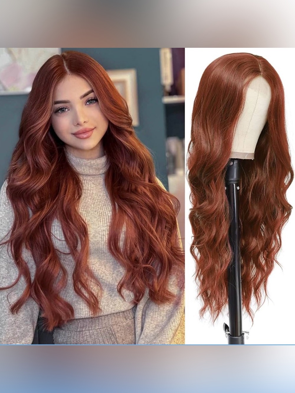26” Auburn Long Wavy Lace Front Wig - New Never Worn